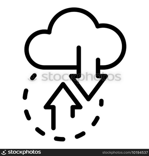 Api change data cloud icon. Outline Api change data cloud vector icon for web design isolated on white background. Api change data cloud icon, outline style
