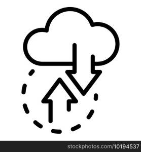 Api change data cloud icon. Outline Api change data cloud vector icon for web design isolated on white background. Api change data cloud icon, outline style