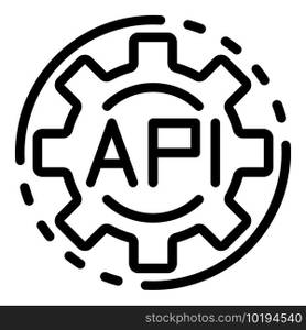 Api code gear icon. Outline Api code gear vector icon for web design isolated on white background. Api code gear icon, outline style