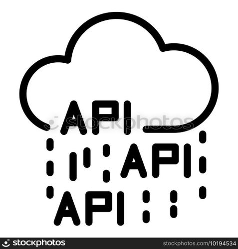 Api data cloud icon. Outline Api data cloud vector icon for web design isolated on white background. Api data cloud icon, outline style