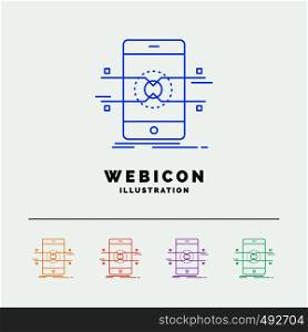 Api, interface, mobile, phone, smartphone 5 Color Line Web Icon Template isolated on white. Vector illustration. Vector EPS10 Abstract Template background