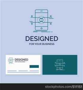 Api, interface, mobile, phone, smartphone Business Logo Line Icon Symbol for your business. Turquoise Business Cards with Brand logo template. Vector EPS10 Abstract Template background