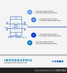 Api, interface, mobile, phone, smartphone Infographics Template for Website and Presentation. Line Blue icon infographic style vector illustration. Vector EPS10 Abstract Template background