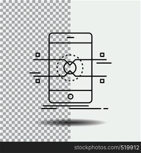Api, interface, mobile, phone, smartphone Line Icon on Transparent Background. Black Icon Vector Illustration. Vector EPS10 Abstract Template background