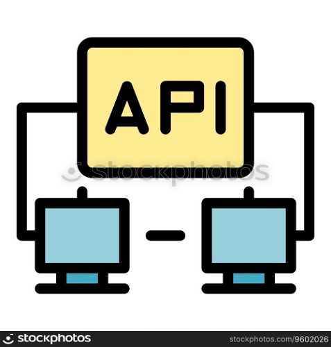 Api network icon outline vector. Business process. Web work color flat. Api network icon vector flat