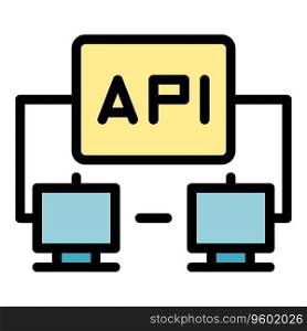 Api network icon outline vector. Business process. Web work color flat. Api network icon vector flat