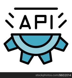 Api software icon outline vector. Build process. Monitor design color flat. Api software icon vector flat