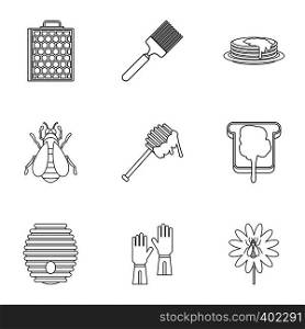 Apiary icons set. Outline illustration of 9 apiary vector icons for web. Apiary icons set, outline style