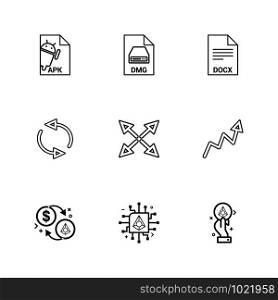 Apk , android, dmg , apple , docx, docuument , reset , arrows , graph , dollar, crypoto currency , icon, vector, design, flat, collection, style, creative, icons