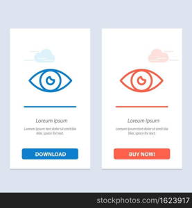 App, Basic Icon, Design, Eye, Mobile  Blue and Red Download and Buy Now web Widget Card Template