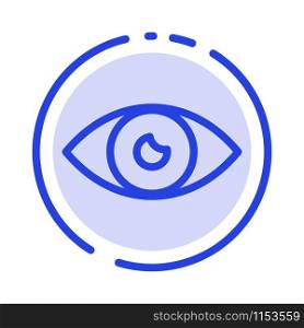 App, Basic Icon, Design, Eye, Mobile Blue Dotted Line Line Icon