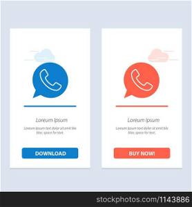 App, Chat, Telephone, Watts App Blue and Red Download and Buy Now web Widget Card Template