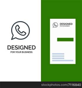 App, Chat, Telephone, Watts App Grey Logo Design and Business Card Template