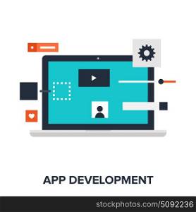 app development. Abstract vector illustration of app development flat design concept.