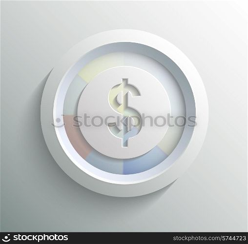 App icon metal dollar with shadow on technology circle and grey background