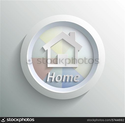 App icon metal home with shadow on technology circle and grey background
