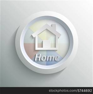 App icon metal home with shadow on technology circle and grey background