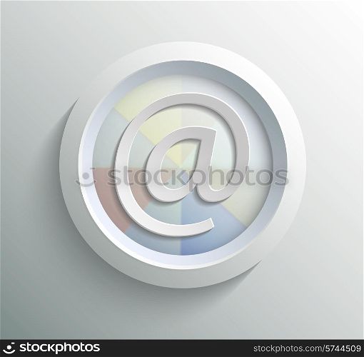 App icon metal mail with shadow on technology circle and grey background
