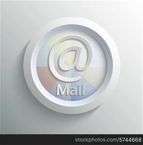 App icon metal mail with shadow on technology circle and grey background