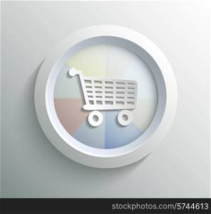 App icon metal shoping with shadow on technology circle and grey background