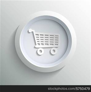 App icon metal shoping with shadow on technology circle and grey background