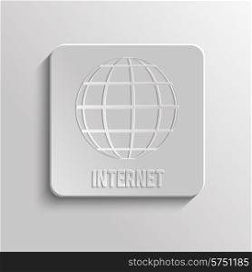 App icon of Internet. A sphere from strips the symbolizing Internet. Internet browser. 3d Earth