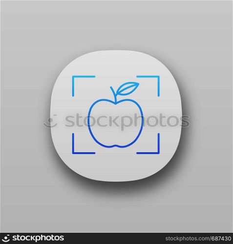 app icon. UI/UX user interface. Deep learning. Artificial intelligence. Apple in focus. Web or mobile application. Vector isolated illustration. Object detection app app icon