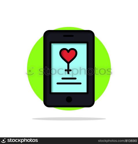 App, Mobile, Love, Lover Abstract Circle Background Flat color Icon