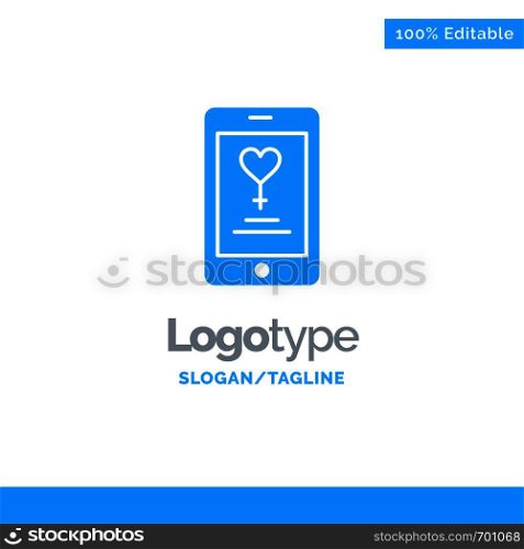 App, Mobile, Love, Lover Blue Business Logo Template