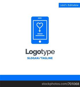 App, Mobile, Love, Lover Blue Business Logo Template