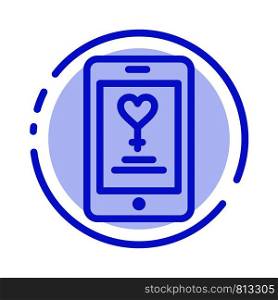 App, Mobile, Love, Lover Blue Dotted Line Line Icon