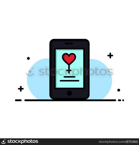 App, Mobile, Love, Lover Business Logo Template. Flat Color