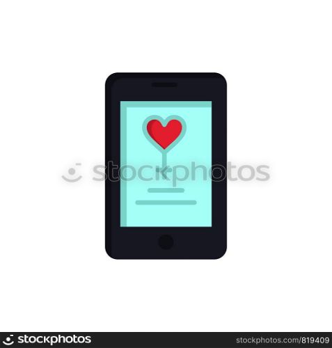 App, Mobile, Love, Lover Flat Color Icon. Vector icon banner Template