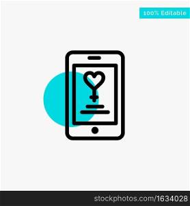 App, Mobile, Love, Lover turquoise highlight circle point Vector icon