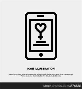 App, Mobile, Love, Lover Vector Line Icon