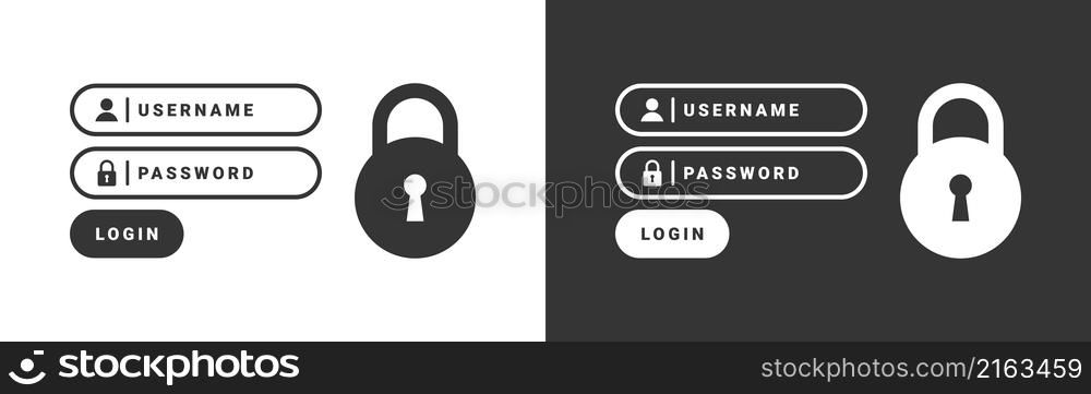 App or site account login form. Cybersecurity and privacy concepts to protect data.Vector illustration