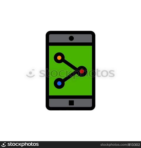 App Share, Mobile, Mobile Application Flat Color Icon. Vector icon banner Template