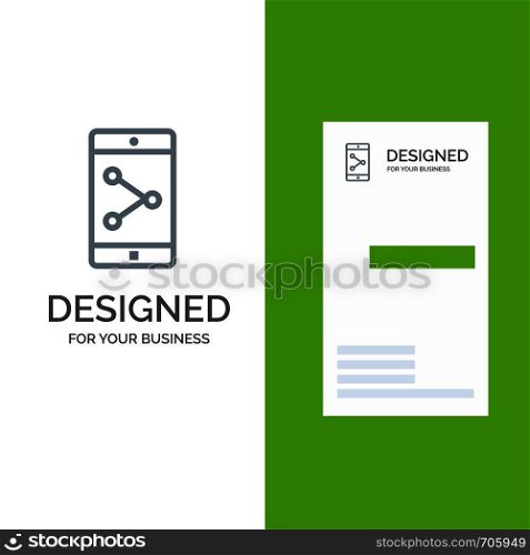App Share, Mobile, Mobile Application Grey Logo Design and Business Card Template