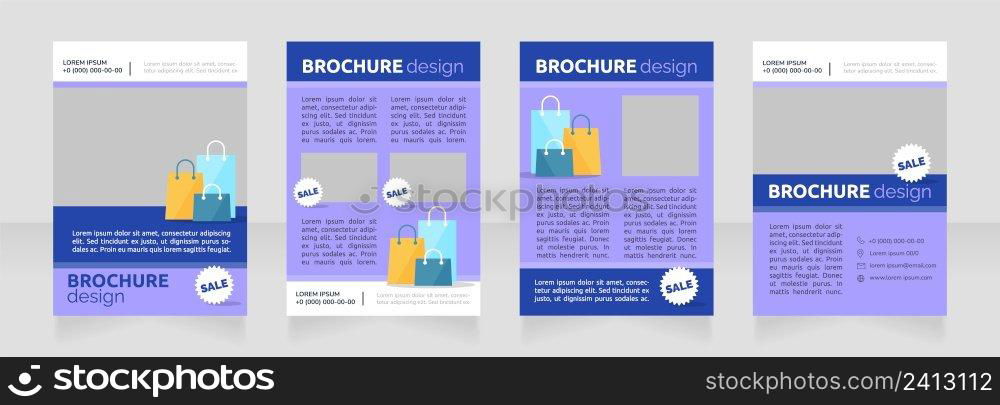 Apparel store special sales blank brochure design. Template set with copy space for text. Premade corporate reports collection. Editable 4 paper pages. Ubuntu Bold, Raleway Regular fonts used. Apparel store special sales blank brochure design