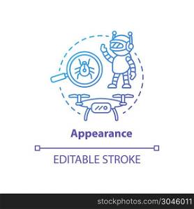 Appearance blue gradient concept icon. Robots and electronic devices idea thin line illustration. Modern gadgets, creations. Innovative design. Vector isolated outline drawing. Editable stroke