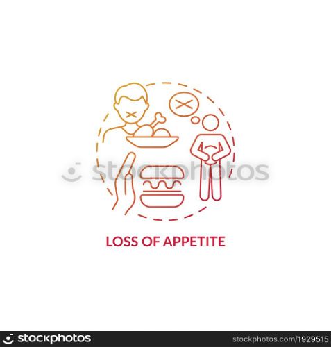 Appetite loss red gradient concept icon. Pneumonia symptom abstract idea thin line illustration. Viral infections. Psychological reasons. Food refusal. Vector isolated outline color drawing. Appetite loss red gradient concept icon