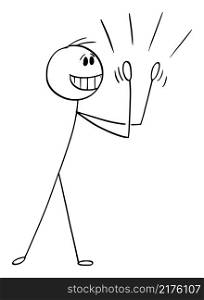 Applause, enthusiastic spectator or viewer clap hands, vector cartoon stick figure or character illustration.. Enthusiastic Viewer or Spectator Hands Clap, Vector Cartoon Stick Figure Illustration