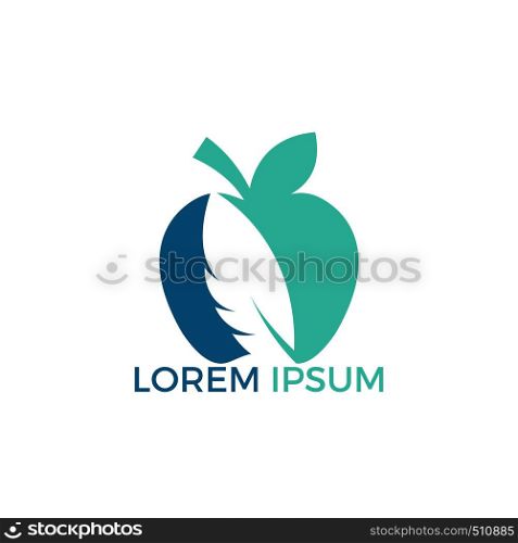 Apple and feather vector logo.