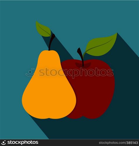 Apple and pear icon. Flat illustration of apple and pear vector icon for web design. Apple and pear icon, flat style