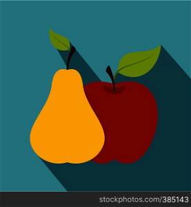 Apple and pear icon. Flat illustration of apple and pear vector icon for web design. Apple and pear icon, flat style