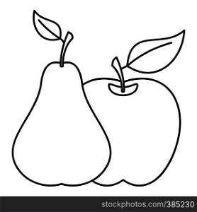 Apple and pear icon. Outline illustration of apple and pear vector icon for web design. Apple and pear icon, outline style
