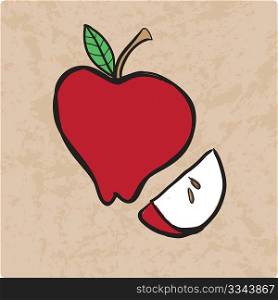 Apple and slice of apple
