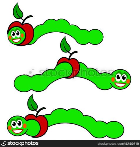 apple and Worm caterpillars , vector