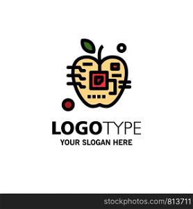Apple, Artificial, Biology, Digital, Electronic Business Logo Template. Flat Color