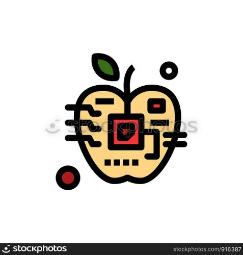 Apple, Artificial, Biology, Digital, Electronic Flat Color Icon. Vector icon banner Template